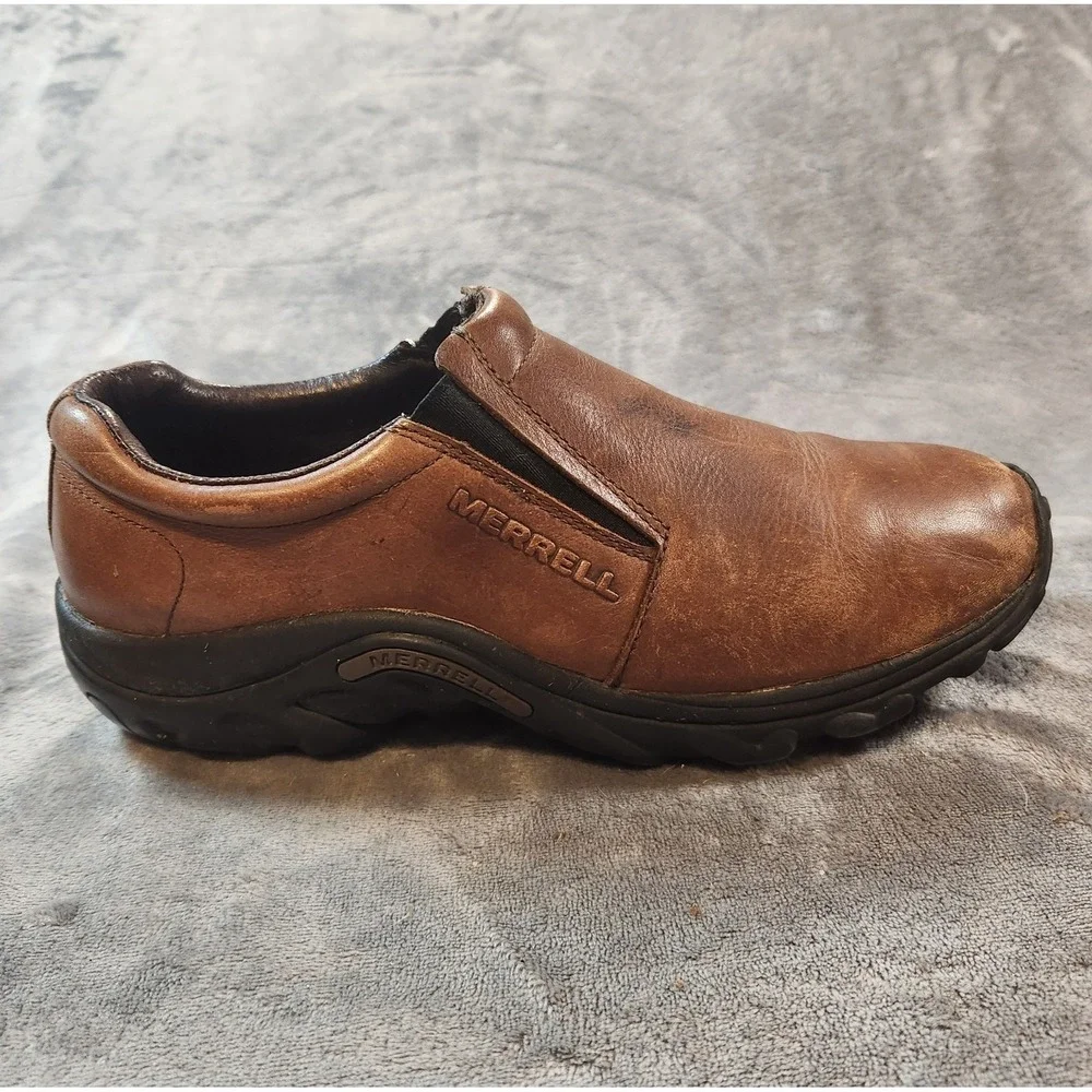 Merrell Shoes Mens 9.5 Brown Jungle Moc Leather Slip On Casual Trail